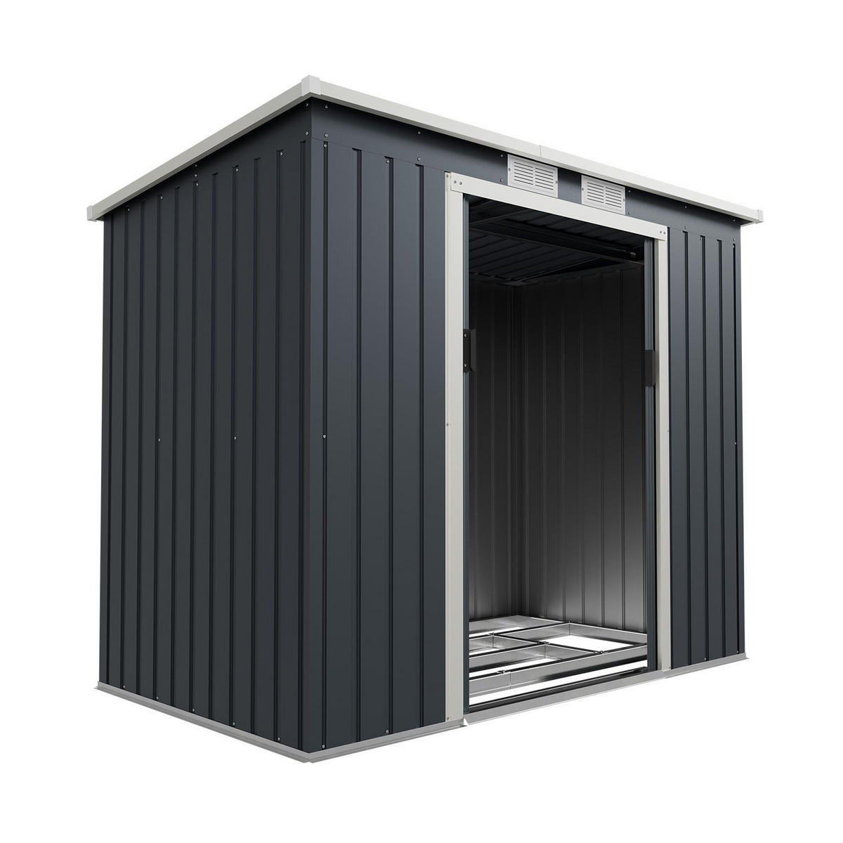 GERÄTESCHUPPEN M Anthrazit - Anthrazit, Metall (132/174/218cm) - Juskys