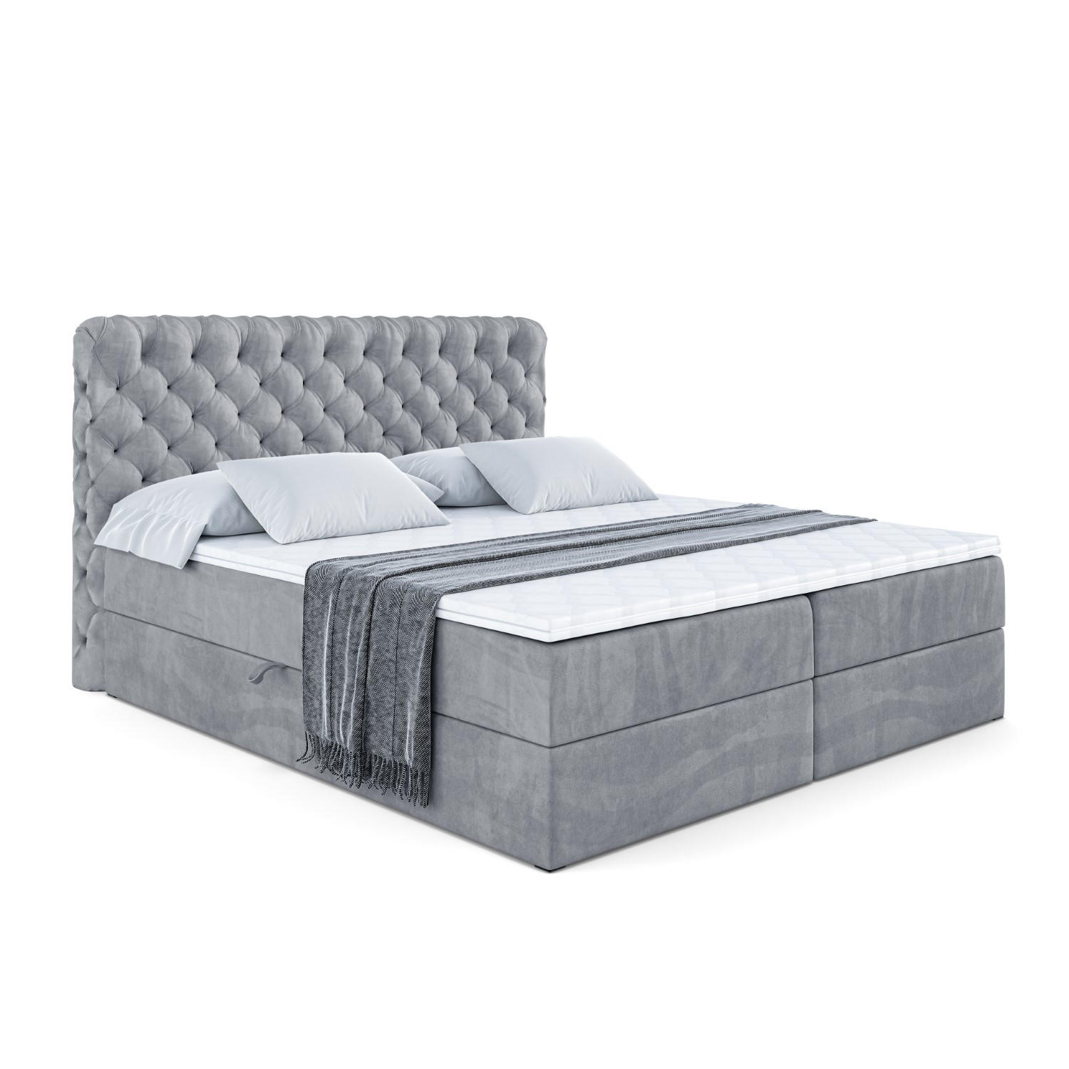 BOXBETT mit Matratze H4 und Lattenrost - BOXI8 - 140x200 cm - H4 - Grau - Grau, Holzwerkstoff (140/200cm) - ALTDECOR