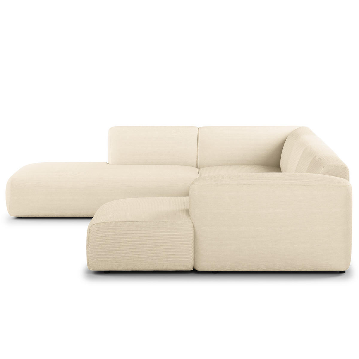 WOHNLANDSCHAFT mit Longchair - Beige/Schwarz, Kunststoff/Textil (325/71/235cm) - home24