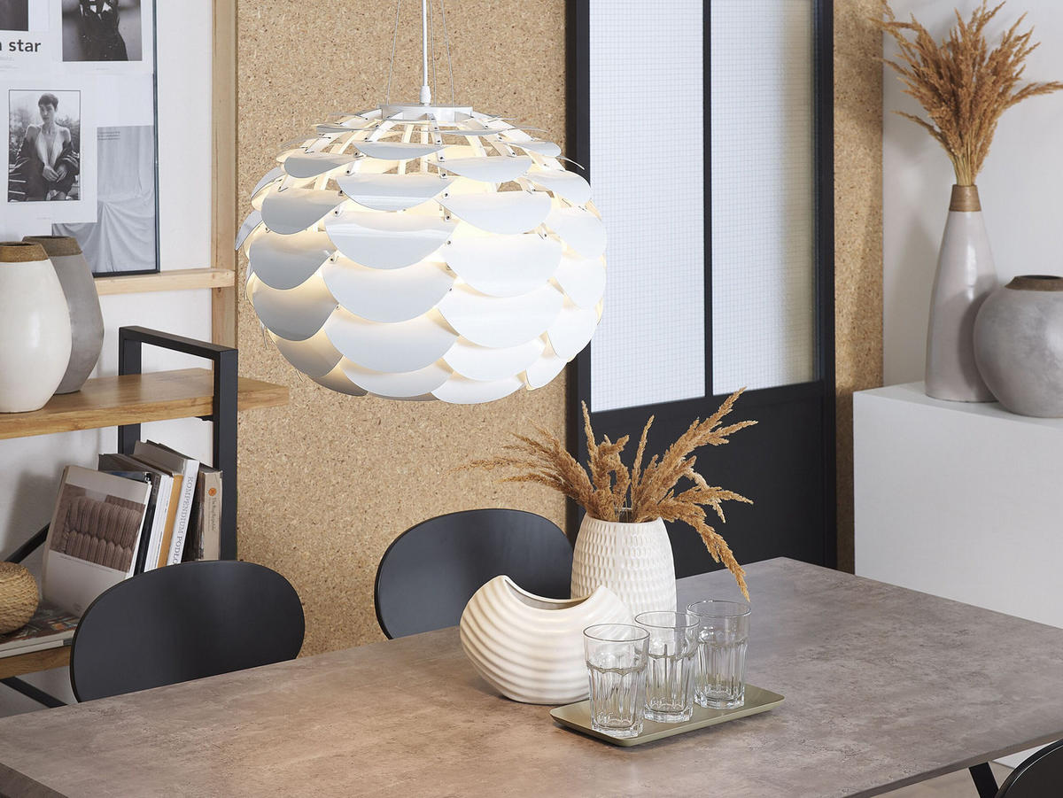 HÄNGELEUCHTE Moselle 40/40/160 cm - Weiß, Metall (40/40/160cm) - Beliani