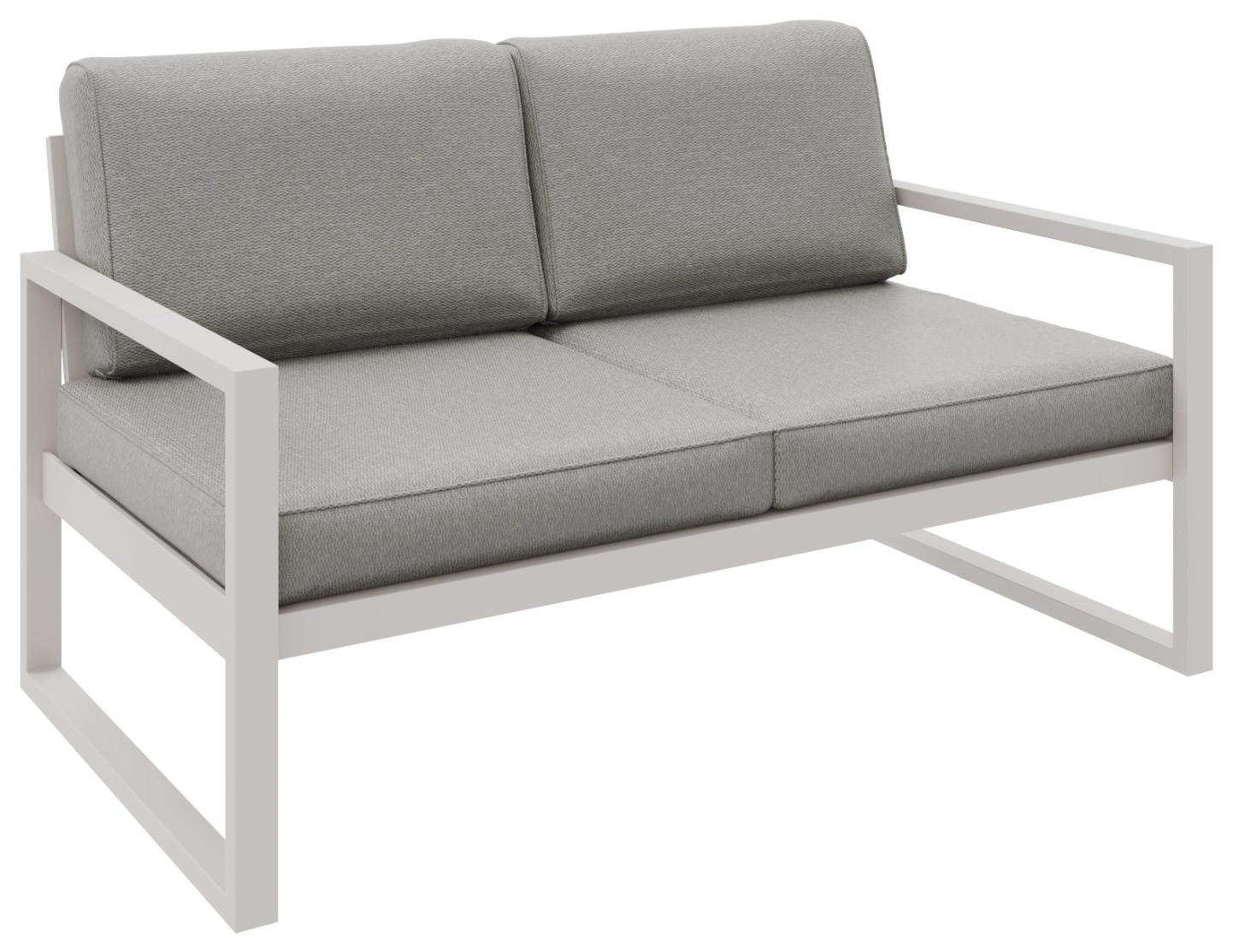 GARTENBANK Bellano Outdoor 2-Sitzer Polster-Loungebank, Stahlgestell Kaschmir, Taupe 76/146/80 cm - Beige, Textil (146/86/80cm) - WFL GROUP