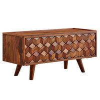 LOWBOARD Massivholz Landhausstil Modell Oasis für Fernseher bis 50 Zoll mit Kabeldurchlass - Braun, Holz (92/44/35cm) - KADIMA DESIGN