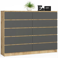 KOMMODE Eiche Artisan, Grau 160x40x121 cm - Eiche Artisan/Grau, Holzwerkstoff (160/121/40cm) - Akord