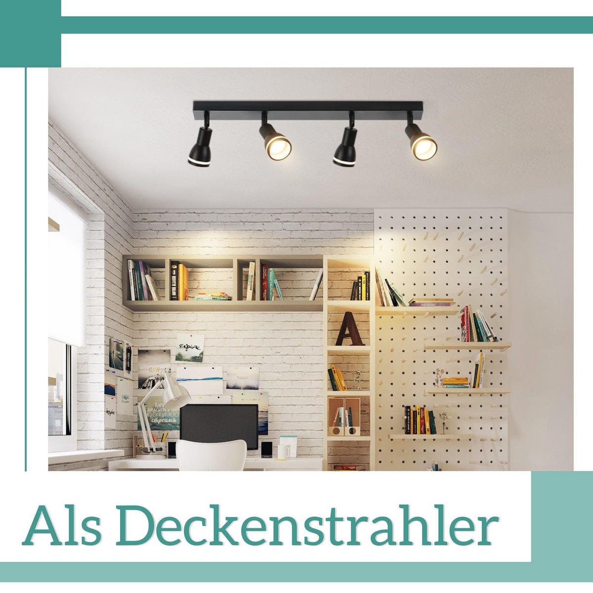 STRAHLER Kissingen 4-flammig 55/5/15.7 cm - Schwarz, Metall (55/5/15.7cm) - Nettlife