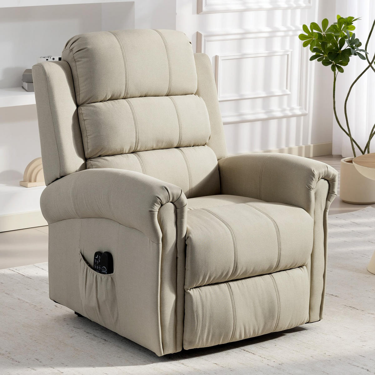 RELAXSESSEL Polyester, Metall Beige - Beige/Schwarz, Textil/Metall (87/108/87.5cm) - HOMCOM