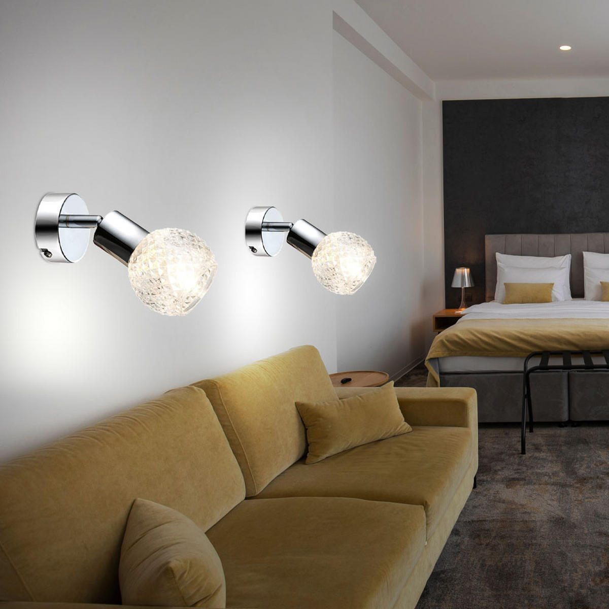 WANDLEUCHTE Chrom Glas Silber - Silberfarben, Glas (8/15.5/17cm) - Globo Lighting