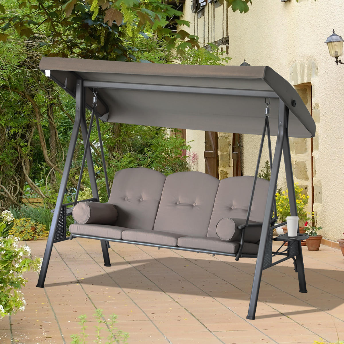 HOLLYWOODSCHAUKEL Beige 3-Sitzer - Beige, Metall (307.34/436.88/528.32cm) - PANGIVO