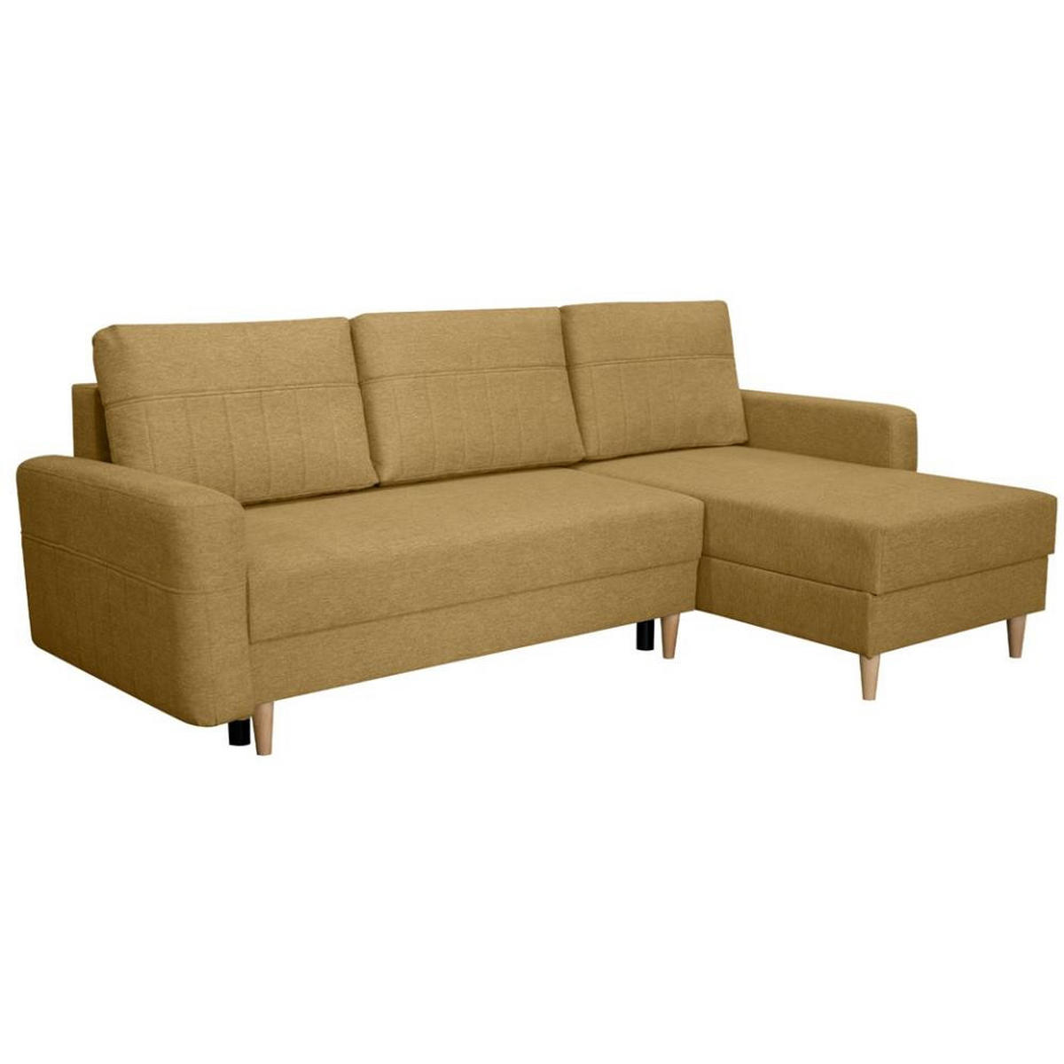 ECKSCHLAFSOFA Vega mit Universelle Ottomane Gelb - Gelb, Textil (225/150cm) - Beautysofa