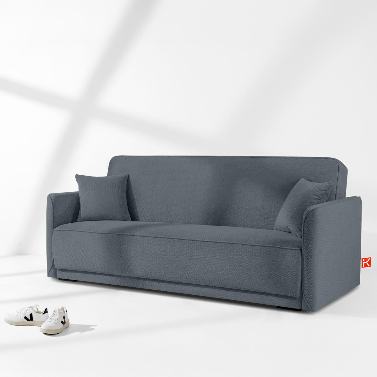 EINZELSOFA LIRIS, 3 Personen, Stahl - Dunkelgrau, Holz/Holzwerkstoff (208/91/98cm) - KONSIMO®