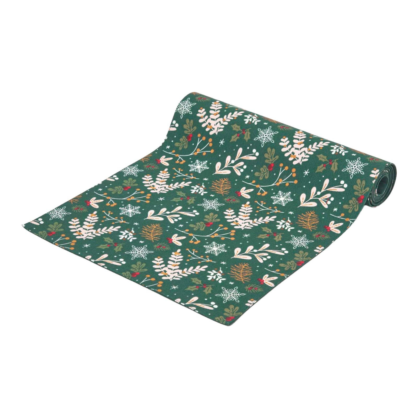 TISCHLÄUFER Weihnachten – Weihnachtswald grün, 35/180 cm, 100% Baumwolle - Grün, Textil (35/180cm) - Homescapes