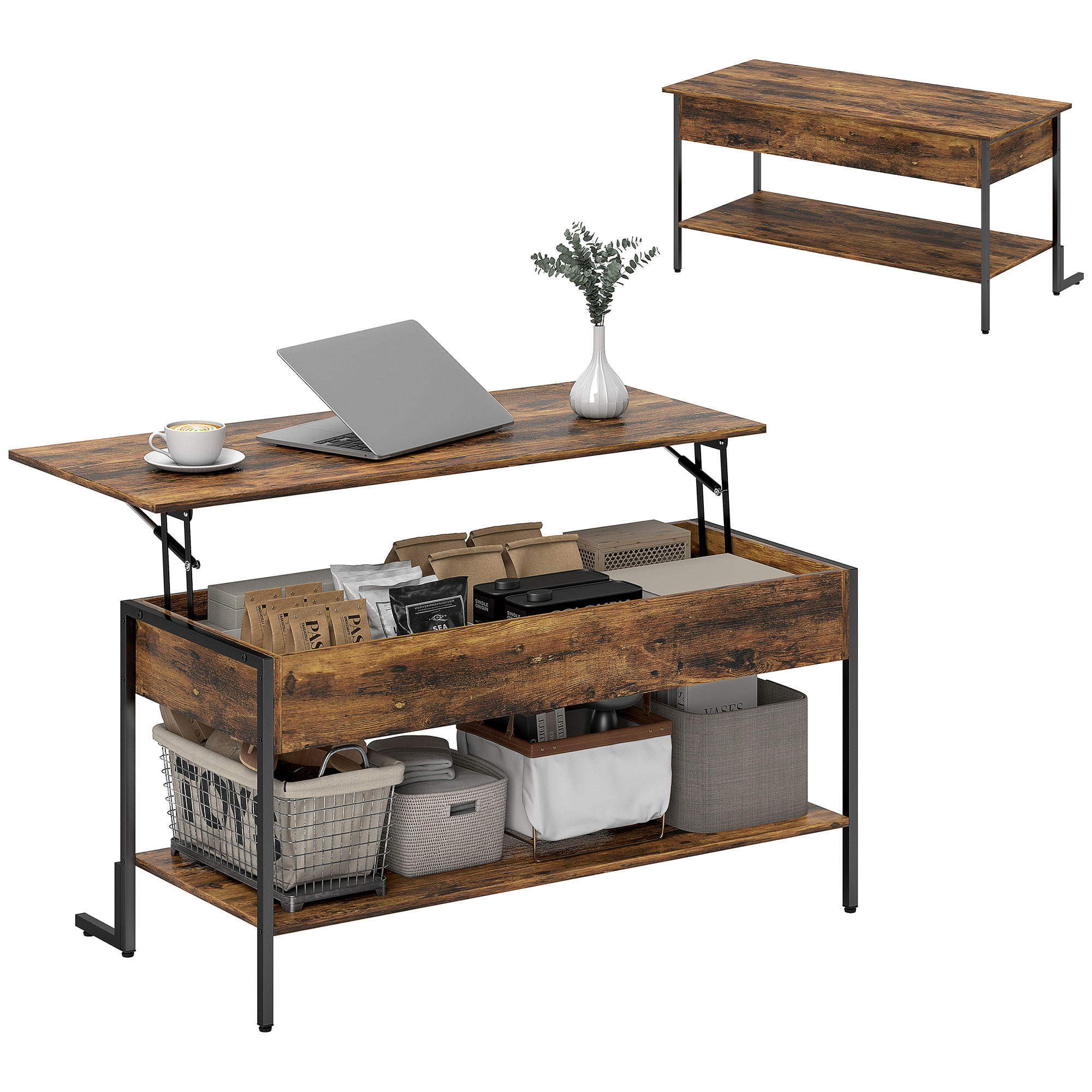 COUCHTISCH Braun 1 Stück - Braun, Metall (95/40/59cm) - GiPP