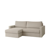 ECKSOFA Mit Schlaffunktion Und Bettzeugablage LUBEKA Stoff Poso Beige Links - Beige, Holz/Textil (140/147cm) - Kaiser Möbel