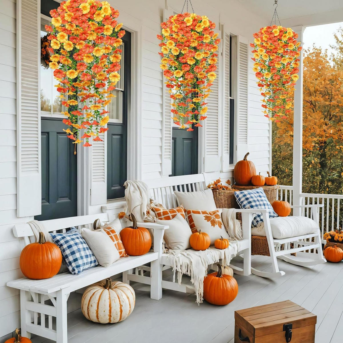 KUNSTBLUME 2 Stück Kunstblumen Veilchen Hängend - Dunkelorange, Kunststoff (75cm) - Kaket