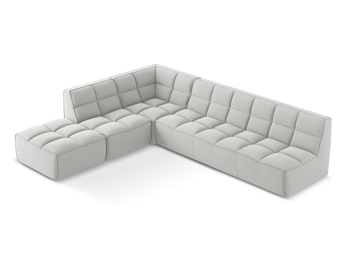 ECKSOFA Beidseitig Samt Stoff Grau - Silberfarben/Schwarz, Kunststoff/Textil (308/258cm) - Makamii
