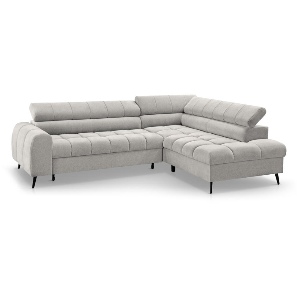 ECKSCHLAFSOFA Vinni Cappuccino, Chenille-Stoff, rechts - Cappuccino, Textil (265/205cm) - Beautysofa