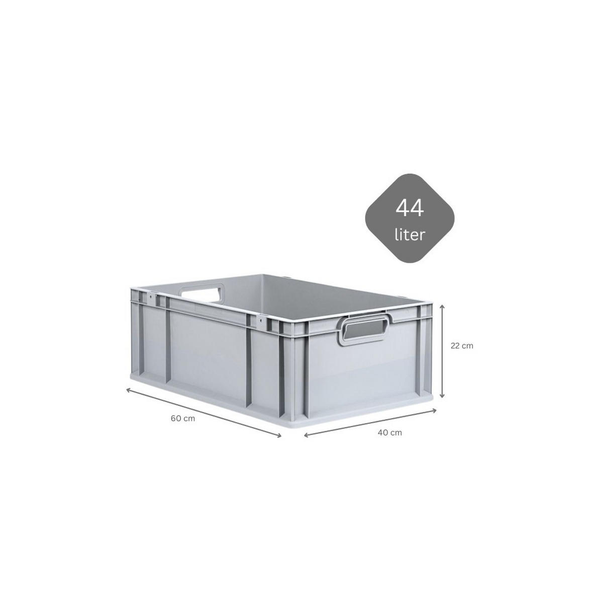 EUROBOX 5x Nextgen Economy Mit Auflagedeckel Grau/Blau Griffe Offen 44 Liter - Blau, Kunststoff (40/22/60cm) - PROREGAL
