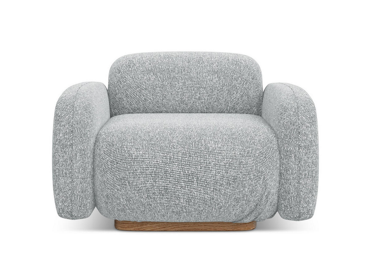 SESSEL Strukturstoff Stoff Grau - Hellgrau/Braun, Holz/Textil (110/73/95cm) - Makamii