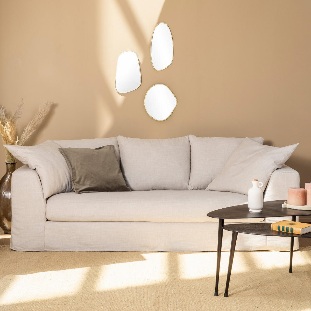 BETTSOFA - Natürlich - Naturfarben, Textil (212/81/99cm) - Drawer