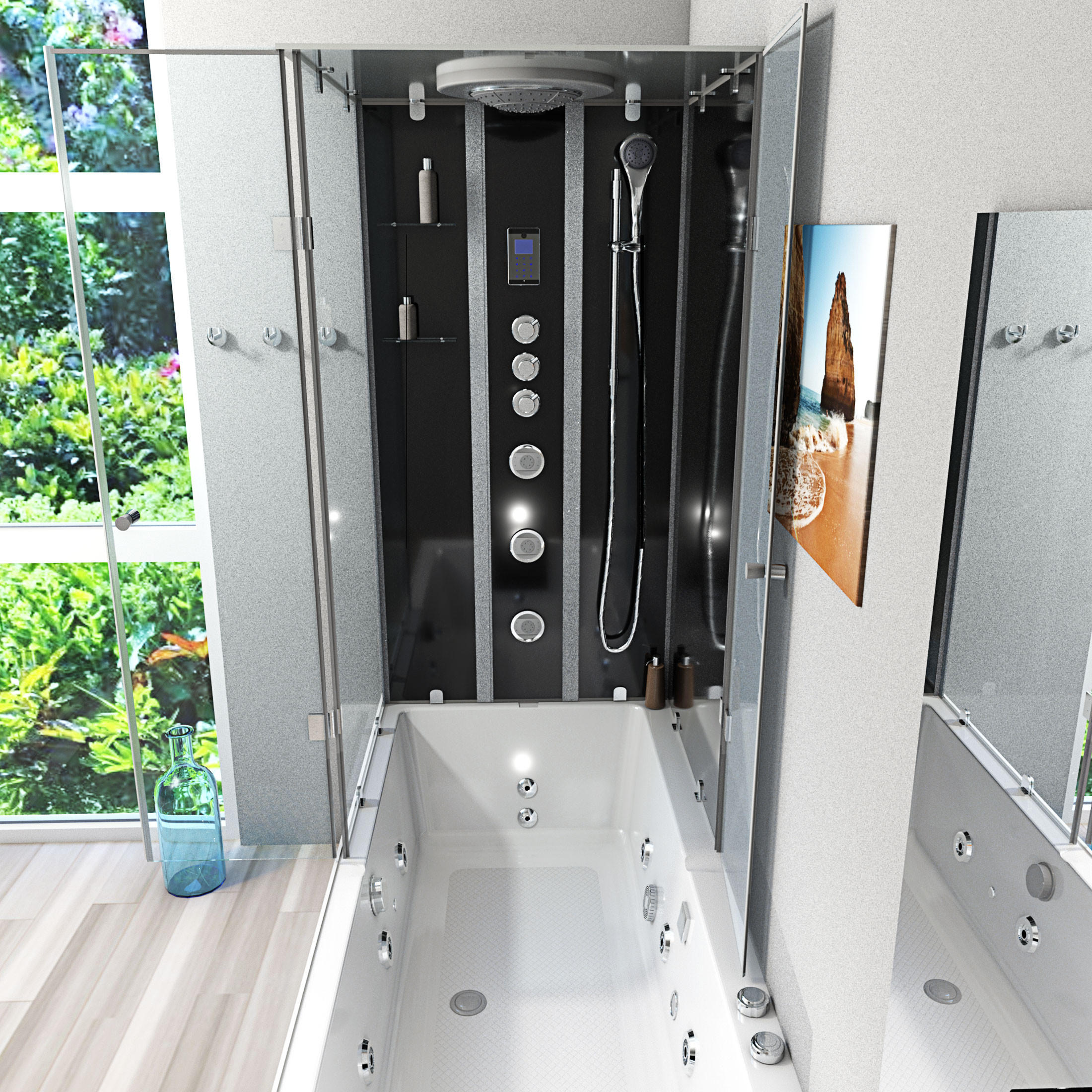 Thumbnail - AcquaVapore by Sandra Jentho Whirlpool, Schwarz, Glas, Kunststoff, Metall, 180x225x90 cm, CE, Badezimmer, Baden & Dusche...