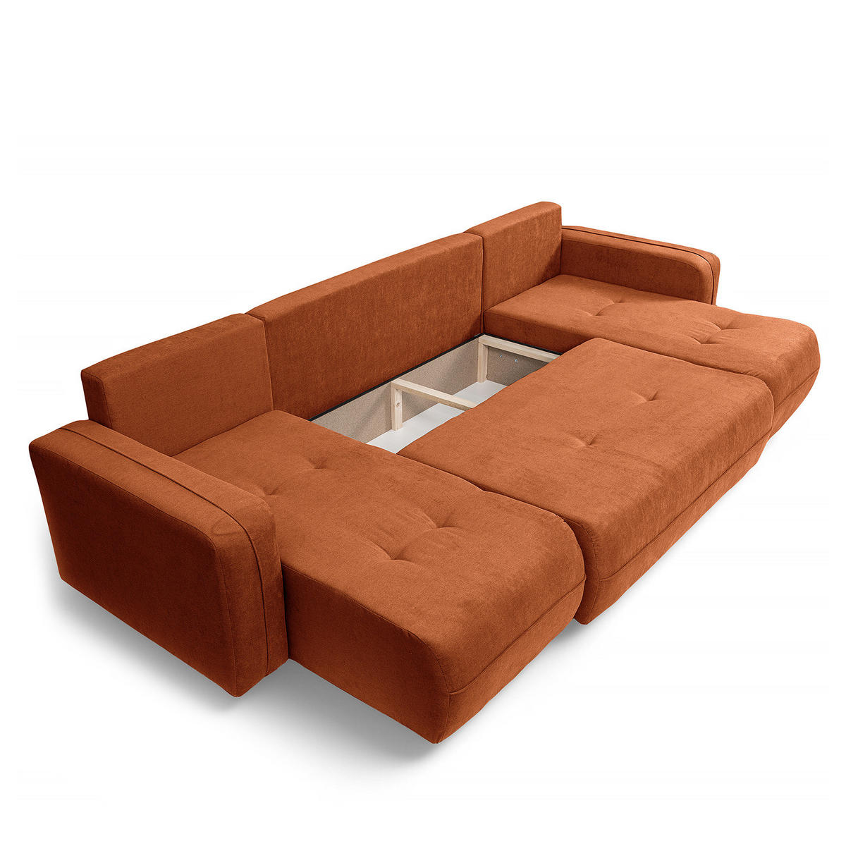 WOHNLANDSCHAFT - Schwarz/Orange, Kunststoff/Textil (312/82/145cm) - home24