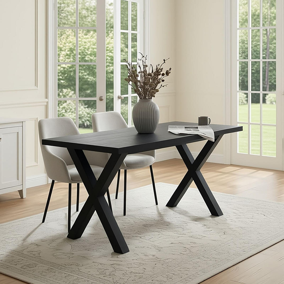 ESSTISCH OSIMO schwarz - Schwarz, Holzwerkstoff (80/160/77cm) - IDIMEX