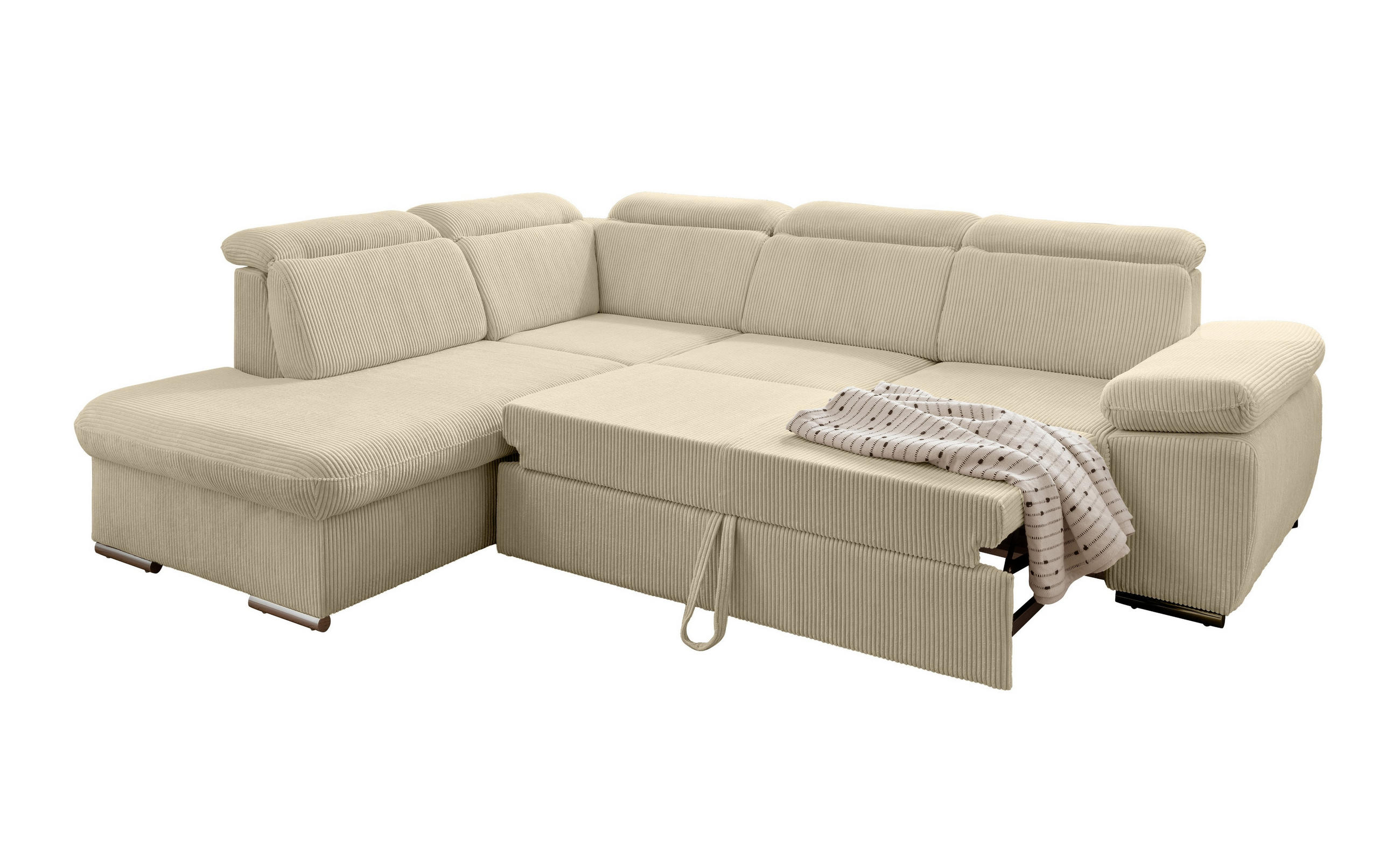 Thumbnail - luma-home Ecksofa, Greige, Textil, 4-Sitzer, Füllung: Polyurethan (Pur), Ottomane links,L-Form, 283x228 cm, Wohnzimmer, ...