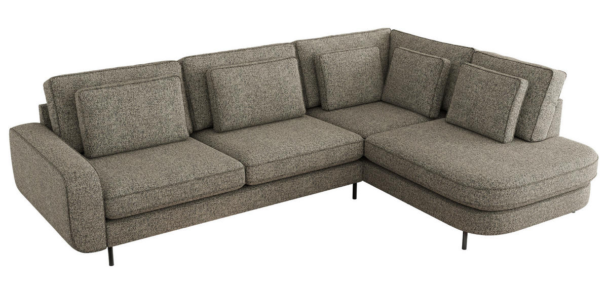 ROHOVÁ SEDAČKA CALENO L - Šedá Strukturovaná látka - Levá Strana - šedá/černá, kov/textil (317/225cm) - MKS