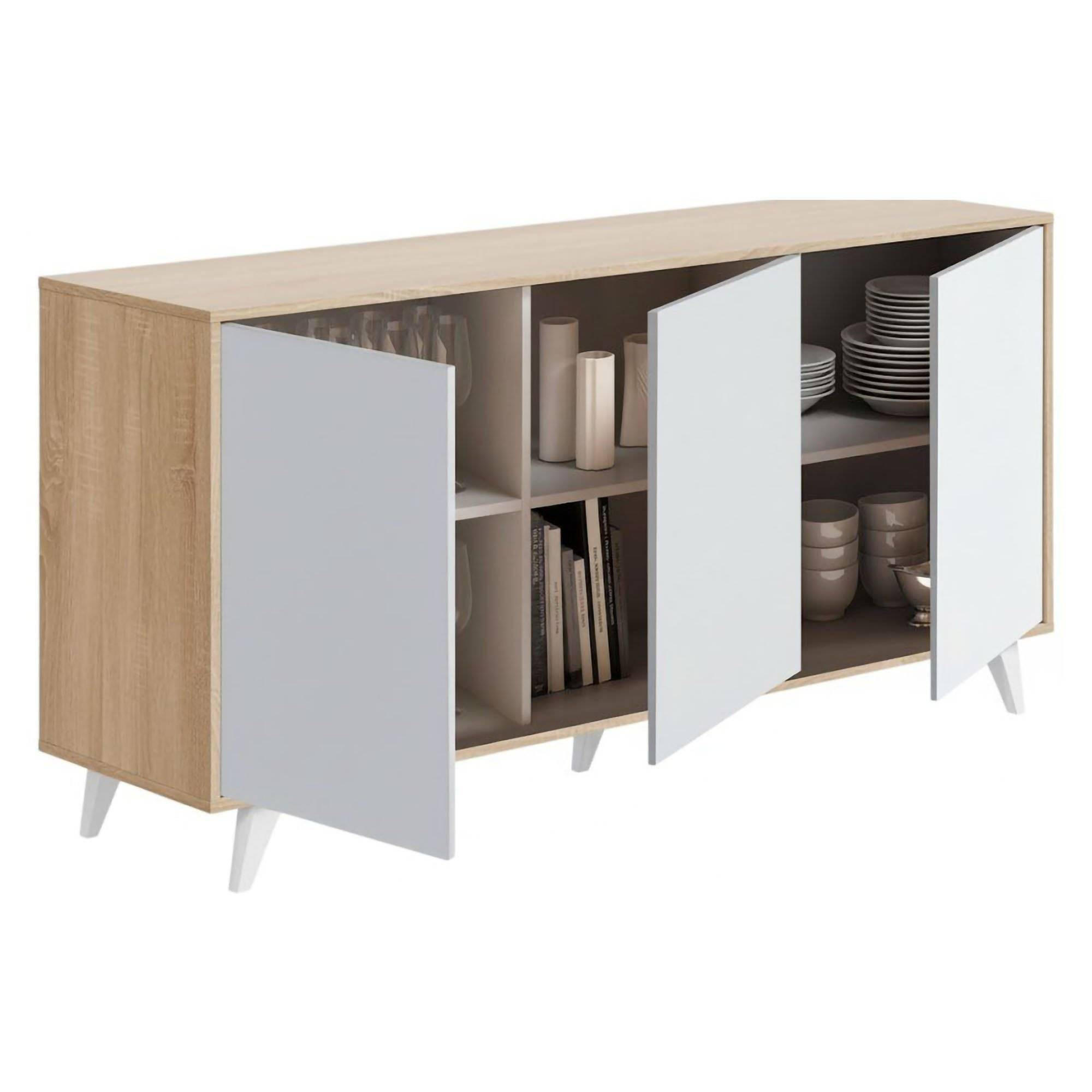 KOMMODE Eiche, Weiß 39.6/153.9/72 cm - Braun, Holzwerkstoff (154/72/40cm) - DMORA