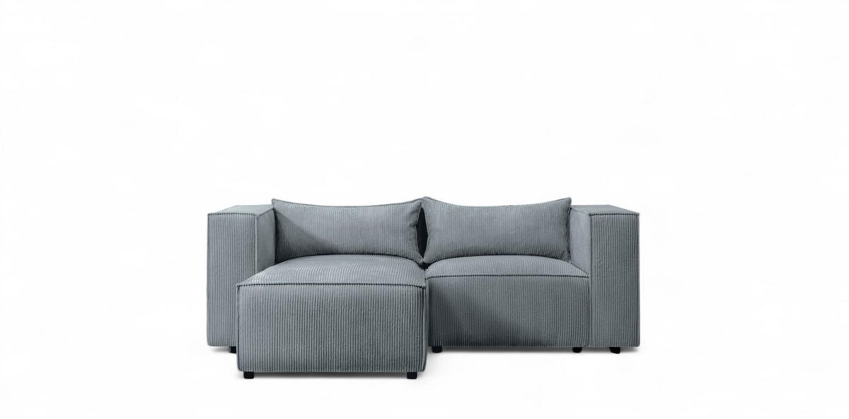 ECKSOFA Nevio Xs - Blaugrau, Holzwerkstoff/Textil (185/210cm) - Fun Möbel