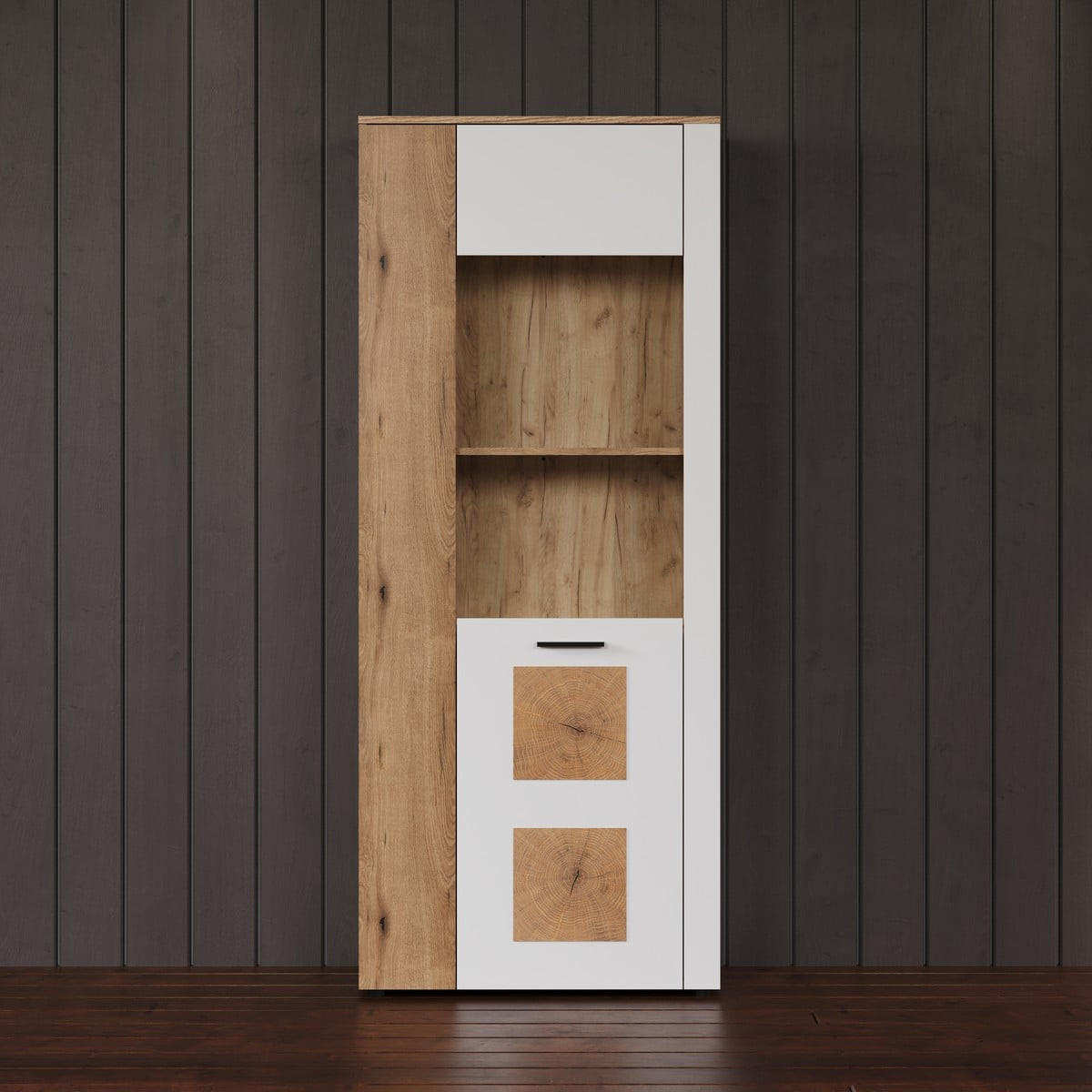 VITRINE mit 2 türen, davon 1 mit gehärtetem glas - vitoria 80/42/195 cm - Weiß, Holzwerkstoff (80/195/42cm) - Trendteam