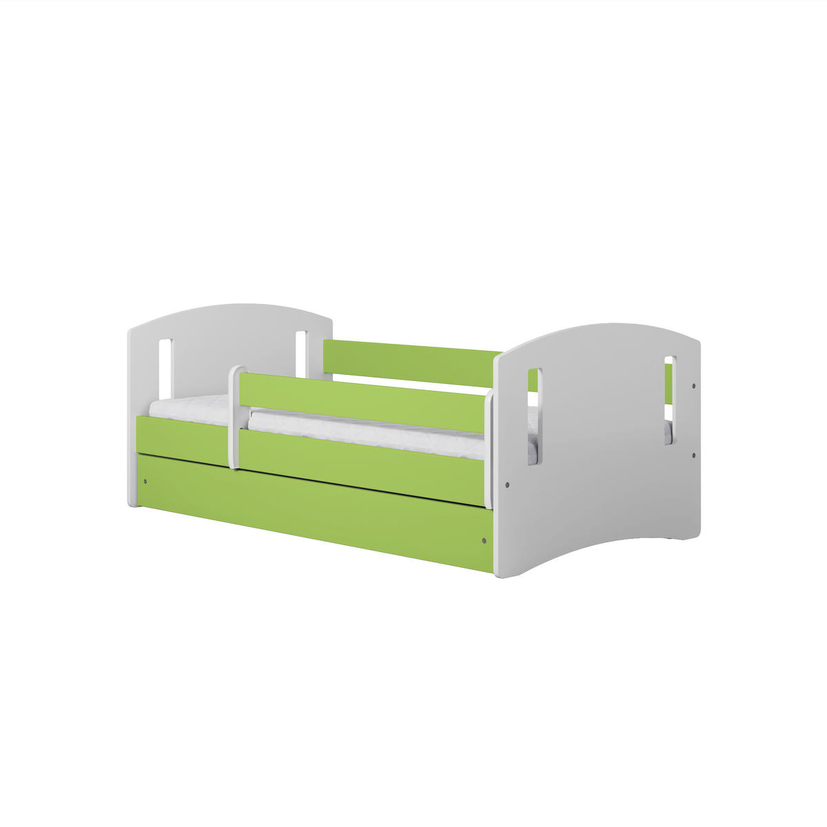 KINDERBETT CLASSIC II mit Schublade und Matratze 90/65/144 - Grün, Holzwerkstoff (80/140cm) - RAUMHIRSCH FURNITURE