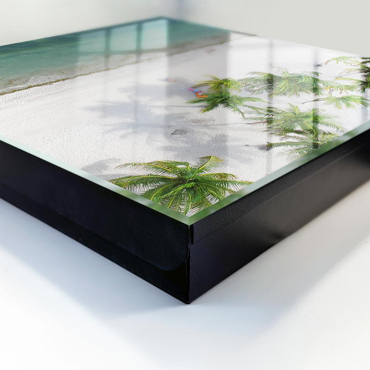 SCHLÜSSELBOX Schwarz 30x30 cm- Türöffnung nach rechts - Tropischer Strand - Weiß, Metall (30/30/5cm) - TULUP