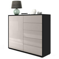 KOMMODE Ben Front in Sandgrau Hochglanz - Sandfarben, Holzwerkstoff (79/74/36cm) - Vladon