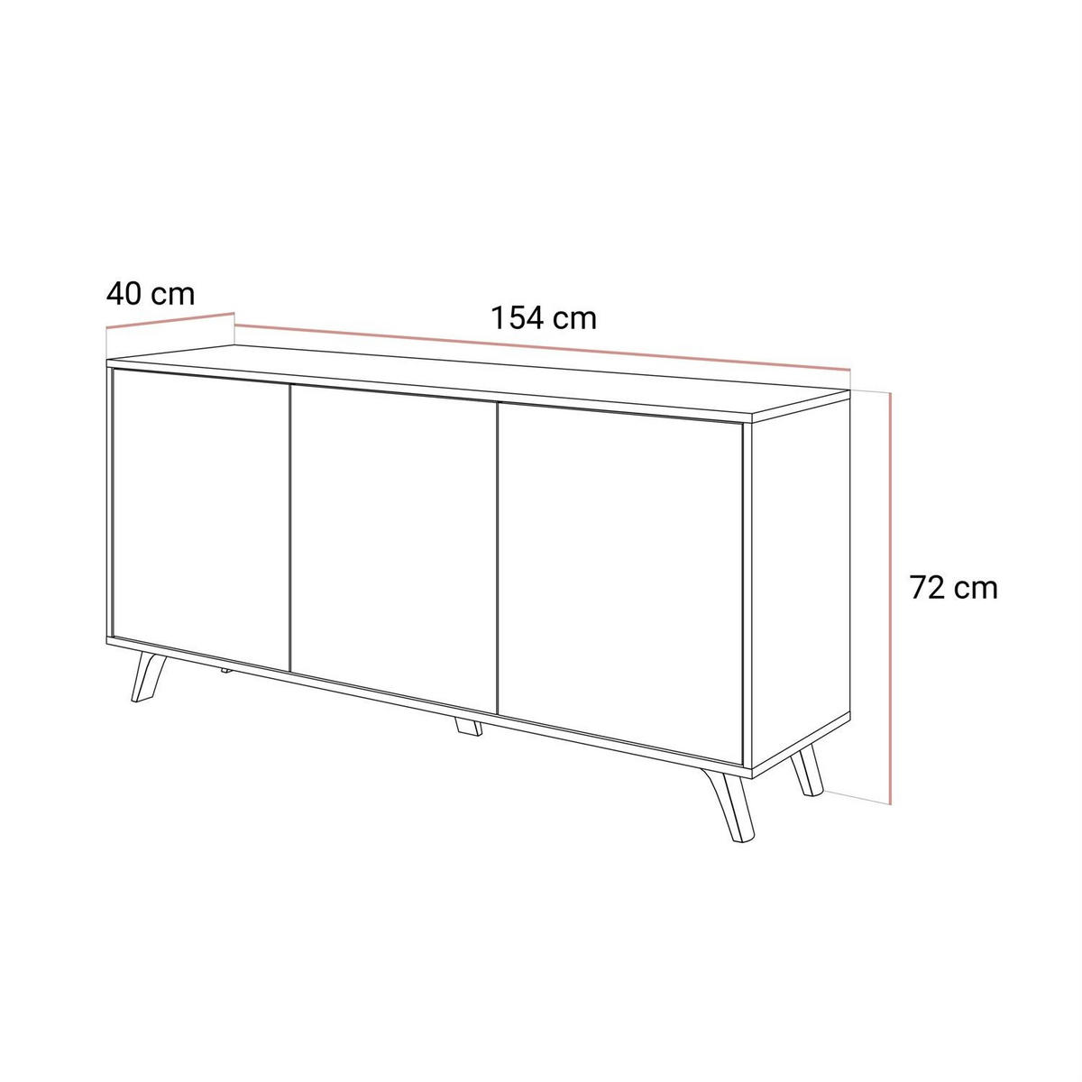 KOMMODE SANAYI mit Kunststoffbeinen Kaschmir Hochglanz - Beige, Holzwerkstoff (154/72/40cm) - Lookway