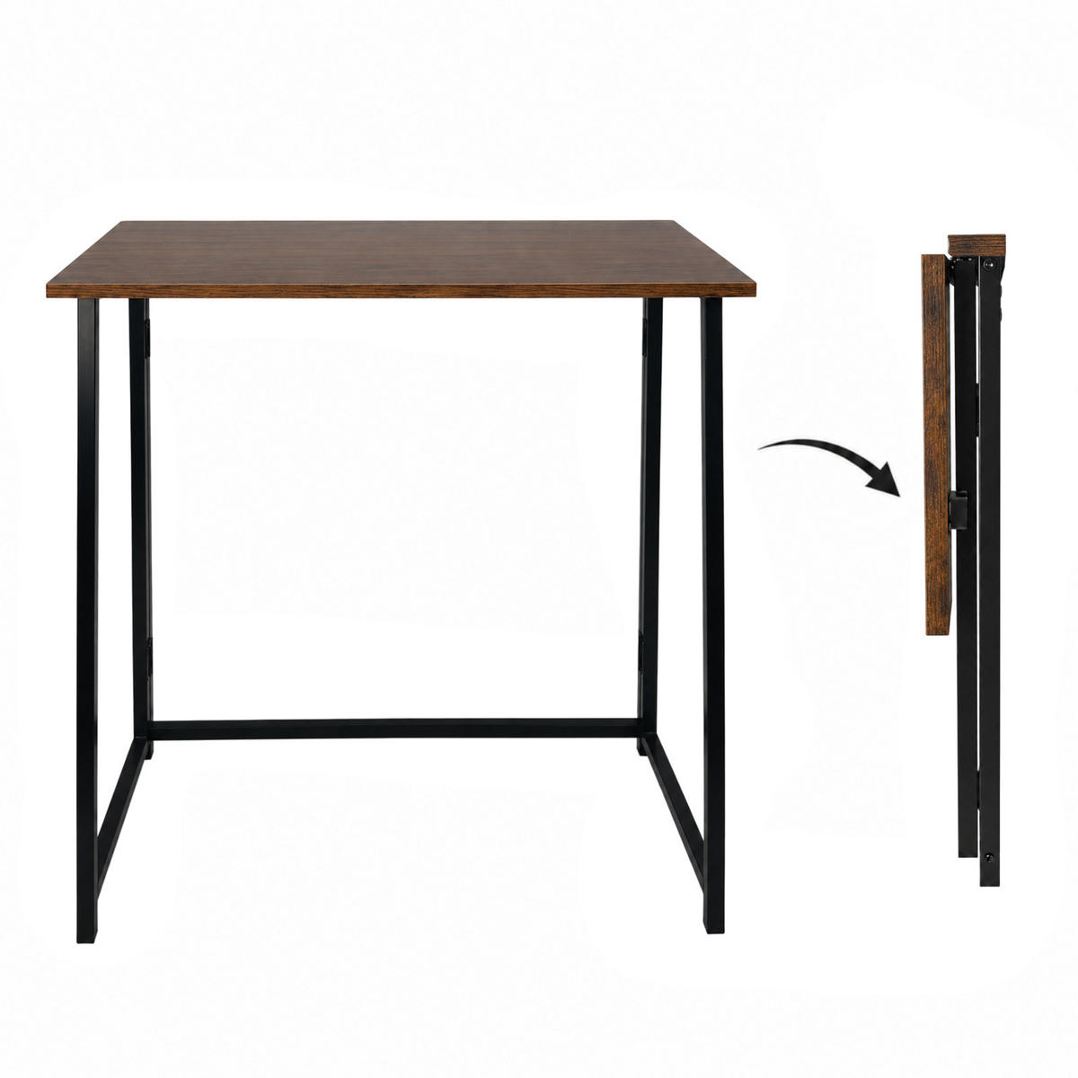 KLAPPSCHREIBTISCH MDF Metall Rustikalbraun Schwarz 80 x 40 x 74 cm platzsparend - Schwarz/Braun, Holzwerkstoff/Metall (40/80/74cm) - Begryf