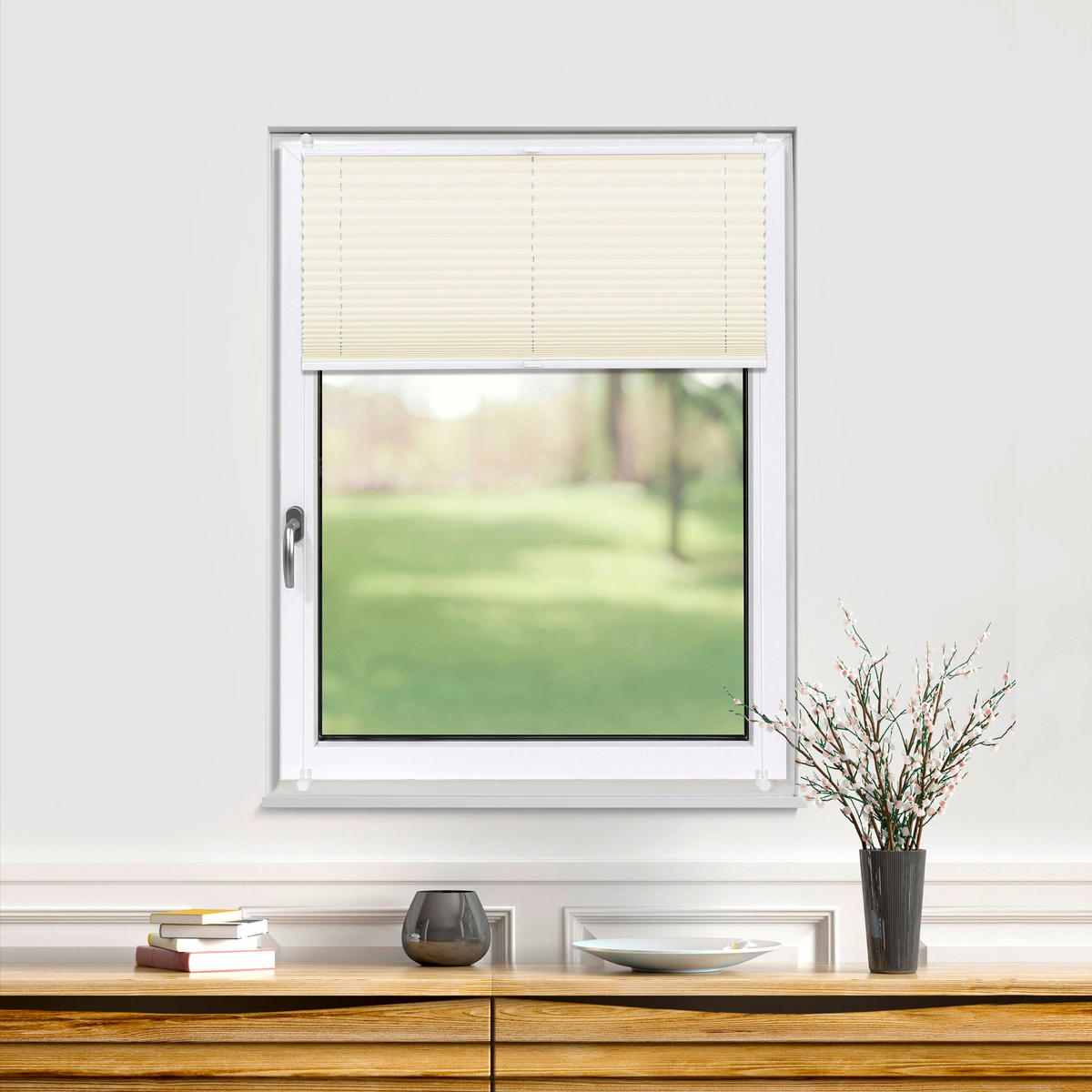 PLISSEE Thermo Basic 75 x 210cm Klemmfix ohne Bohren - Creme, Textil (75/210/210cm) - Deco-Raum