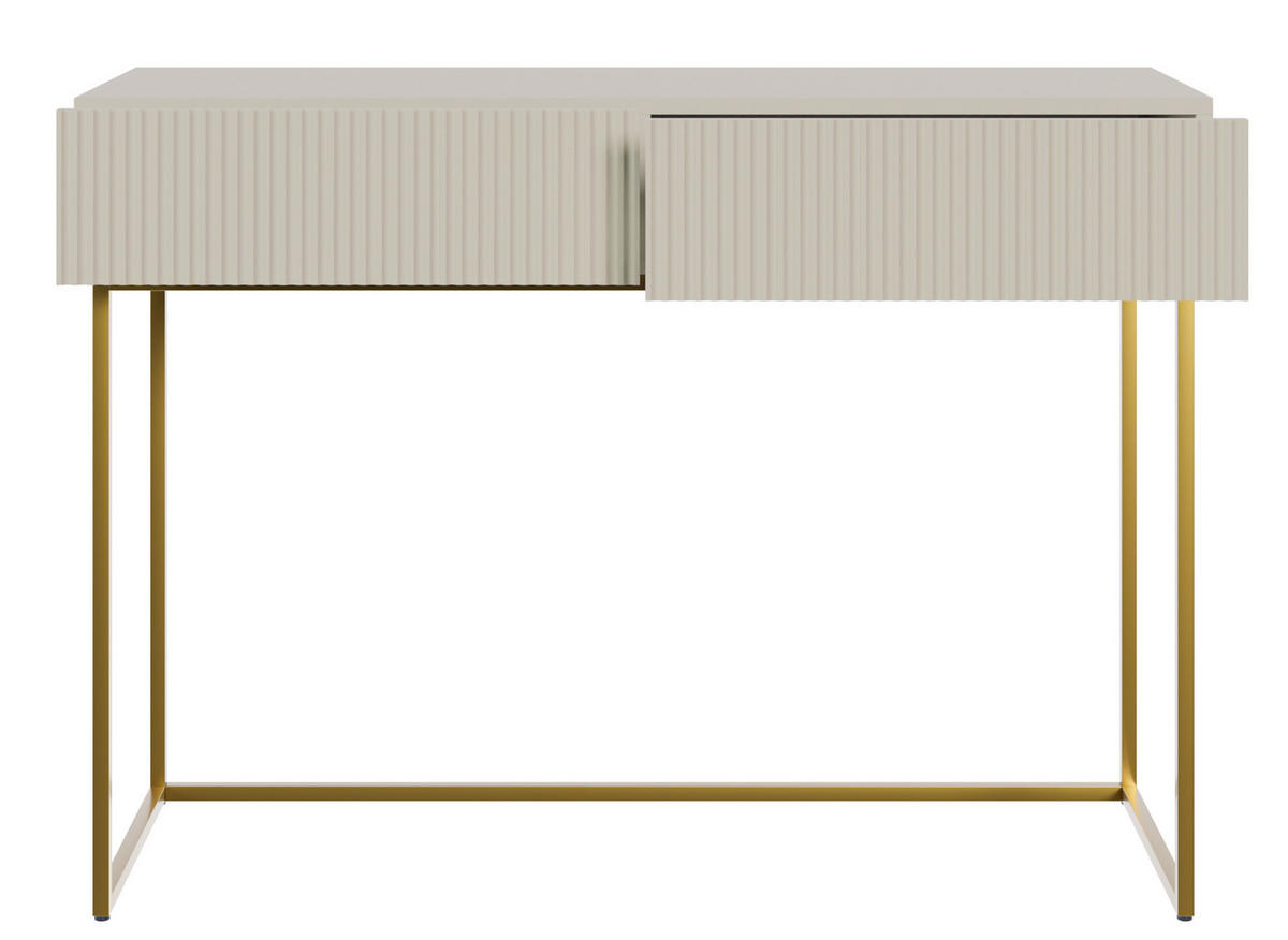 SCHMINKTISCH Veldio Graubeige mit goldenen Beinen110 cm - Greige/Goldfarben, Holzwerkstoff/Metall (110/79/40cm) - Selsey