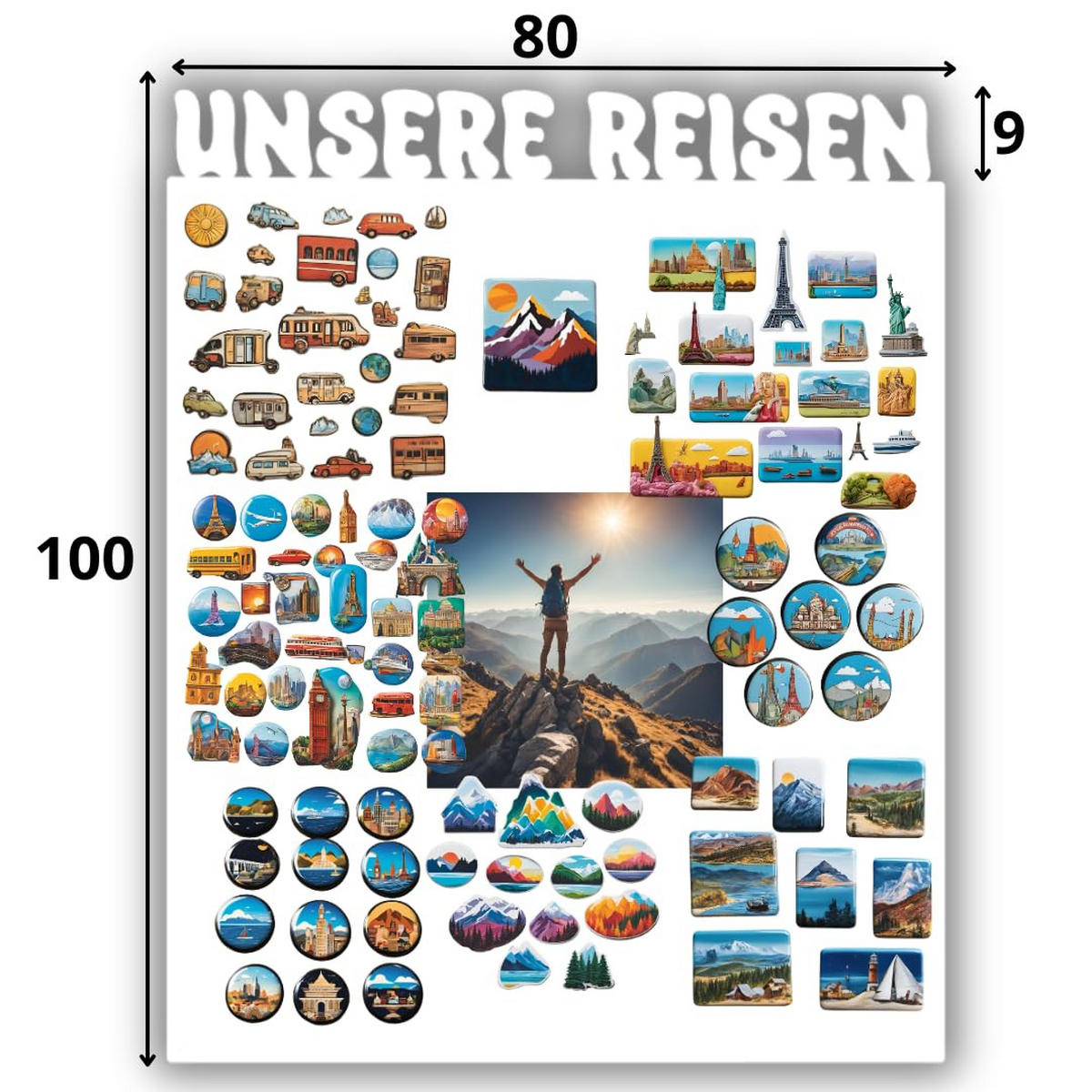 MAGNETTAFEL Unsere Reisen Weiß 80x100 cm - Weiß, Metall (80/100/0.7cm) - ANWICAR