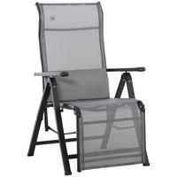 GARTENLIEGE 1 Position verstellbar Textilene Stahl Schwarz+Grau 70 x 65 x 111 cm - Grau, Kunststoff (65/111/70cm) - Outsunny
