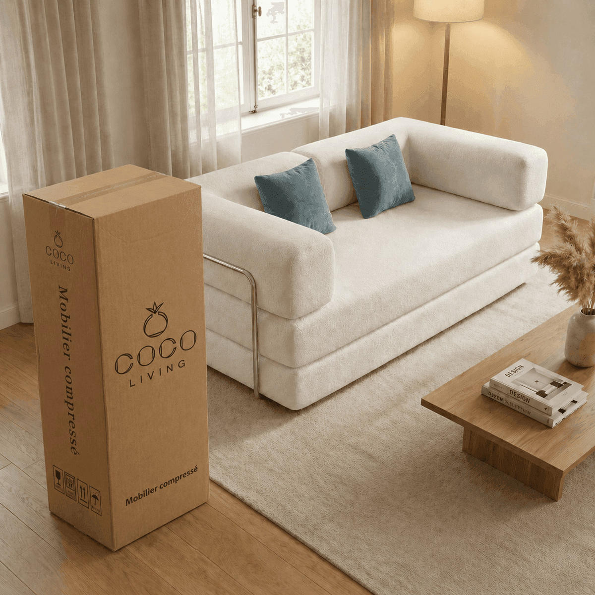 SCHLAFSOFA Kaia Weiß Salbei - Weiß, Textil (180/70/100cm) - COCO Living