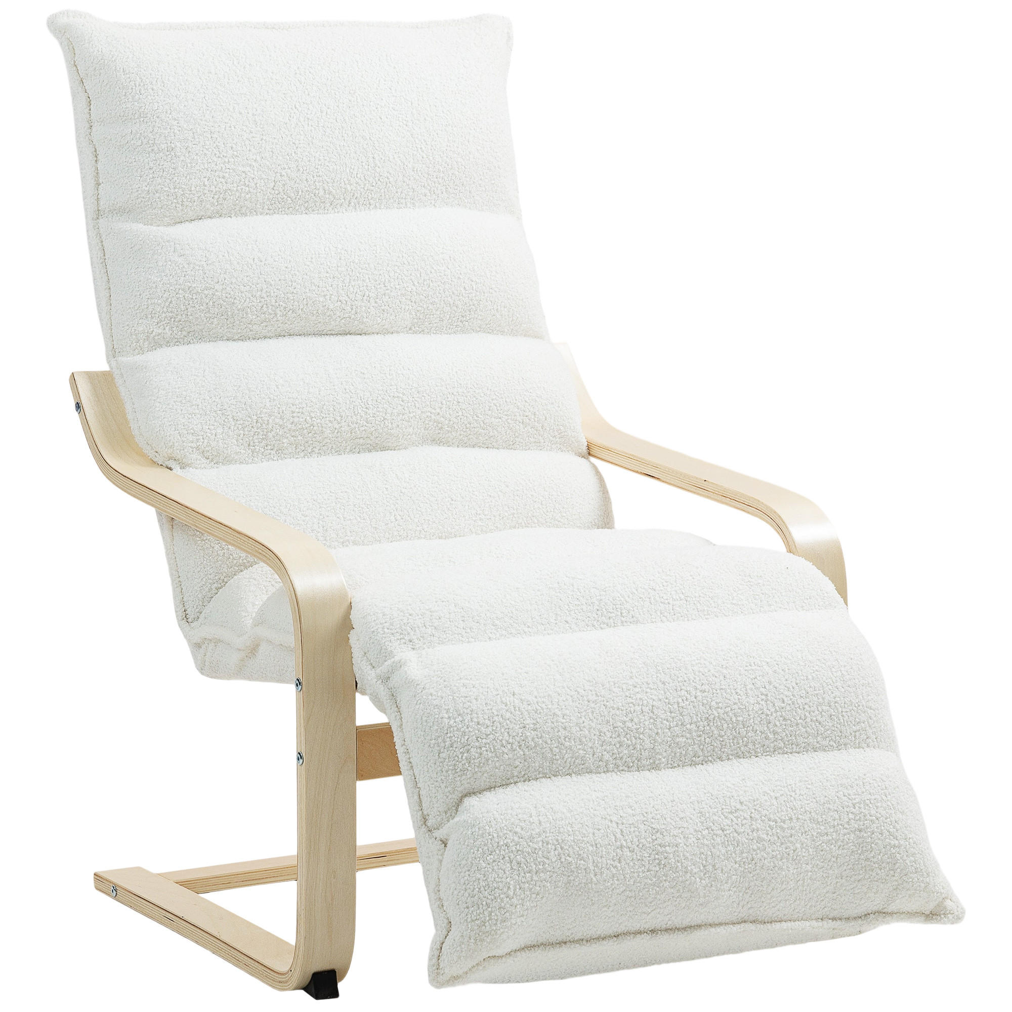 LOUNGE-SESSEL mit verstellbarem Fußteil, Weiß - Weiß, Kunststoff (67/105/114cm) - HOMCOM