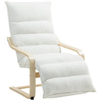 LOUNGE-SESSEL mit verstellbarem Fußteil, Weiß - Weiß, Kunststoff (67/105/114cm) - HOMCOM