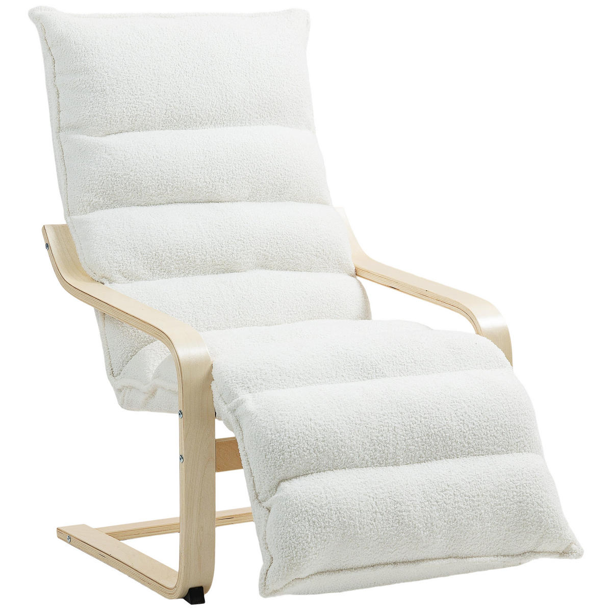 LOUNGE-SESSEL mit verstellbarem Fußteil, Weiß - Weiß, Kunststoff (67/105/114cm) - HOMCOM