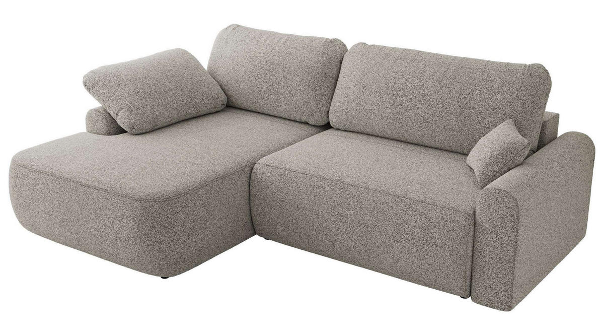 ECKSCHLAFSOFA CUBO L Hellgrau Struktur - links - Hellgrau/Schwarz, Kunststoff/Textil (273/187cm) - MKS