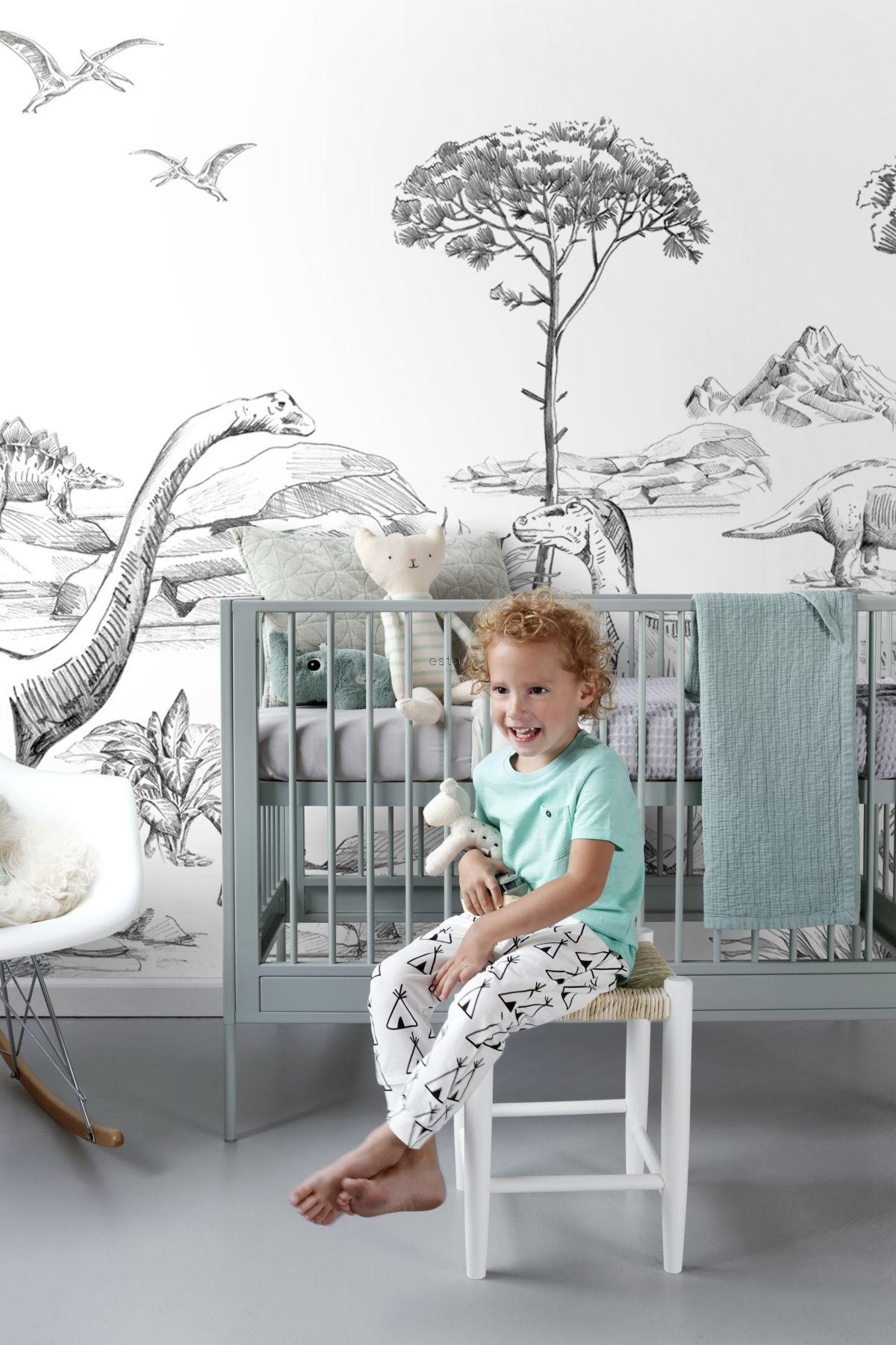 FOTOTAPETE Dinosaurier 300 x 279 cm - Schwarz, Papier (300/279cm) - ESTAhome