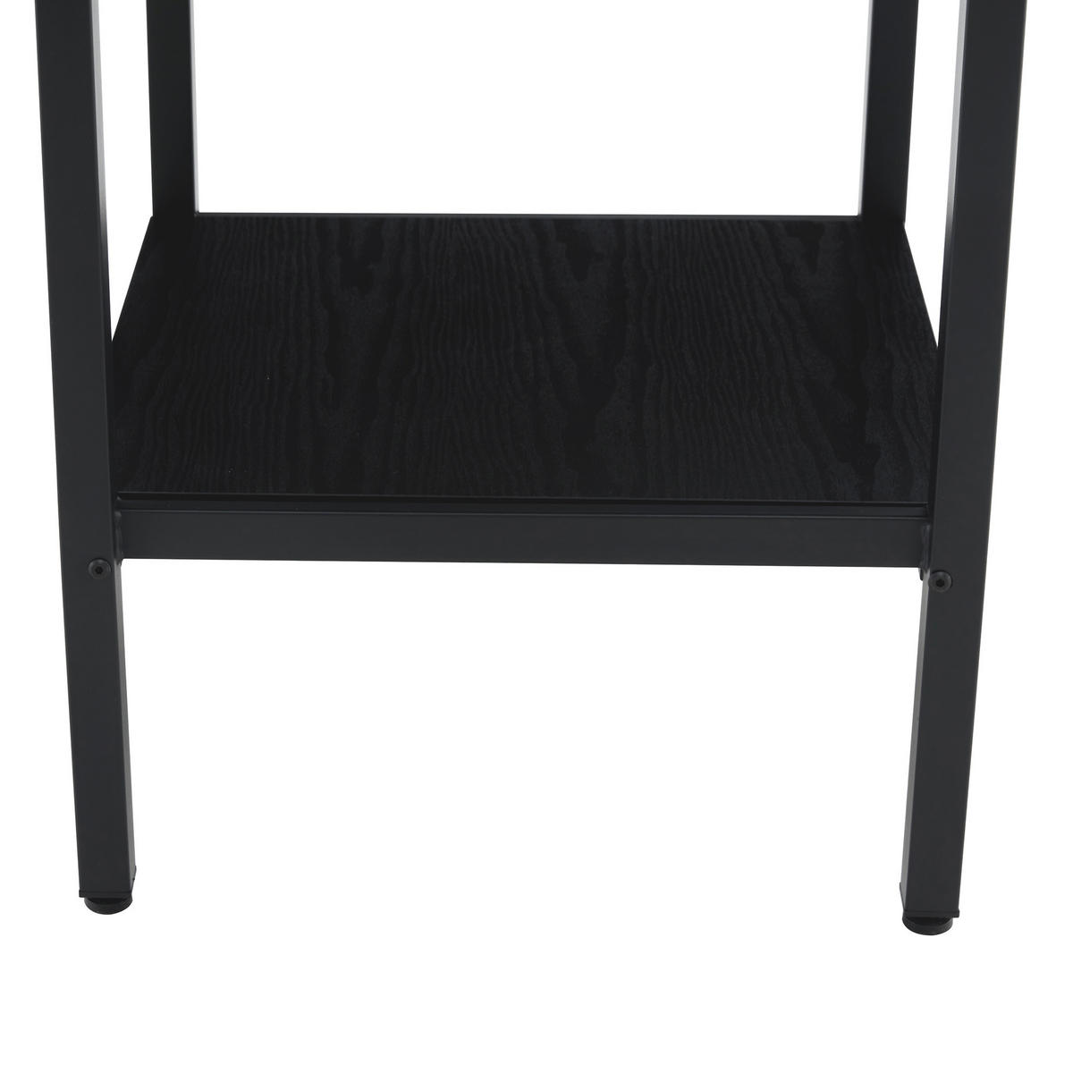 ESSTISCH Schwarz mit Ablagefach und Metallgestell 100/100/77 cm - Schwarz, Holz (100/100/77cm) - Oxeza