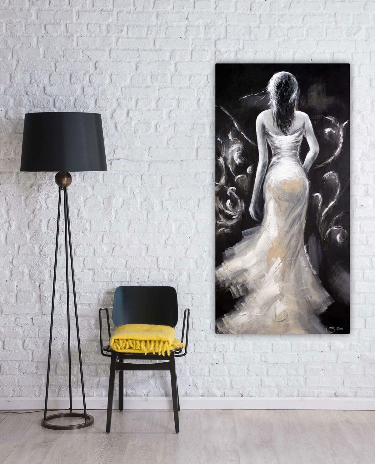 ACRYLBILD HANDGEMALT 60/120 cm - Schwarz, Holz/Textil (1.74/120cm) - KUNSTLOFT