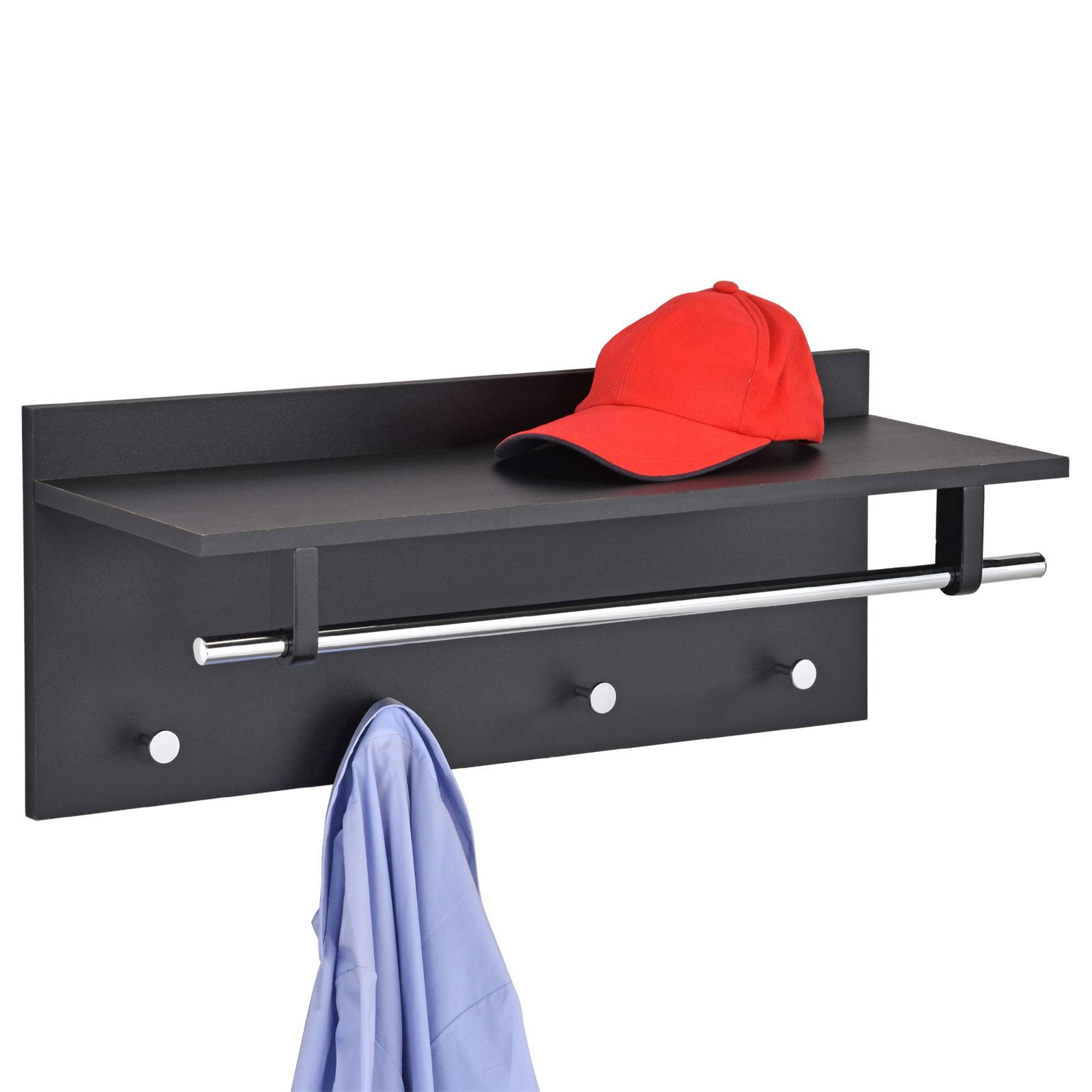 WANDGARDEROBE ULF - Schwarz, Holzwerkstoff (75/30/26cm) - IDIMEX