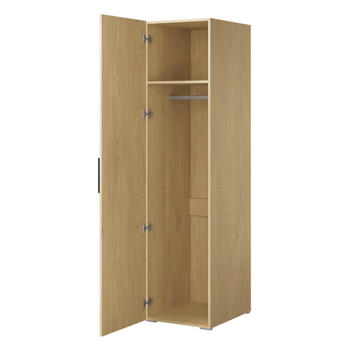 DREHTÜRENSCHRANK Napoli 1D 50 Eiche Cremona (schwarzer oder goldener Griff) - Eichefarben/Silberfarben, Holzwerkstoff/Kunststoff (50/35/60cm) - mzm24
