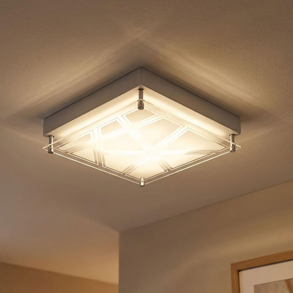 LED DECKENLEUCHTE Metall Musterschirm Silber - Silberfarben, Metall (25/25/7.5cm) - Esto